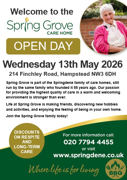 Springdene Care Homes Open Days promotion for Hampstead, Muswell Hill and Enfield care homes