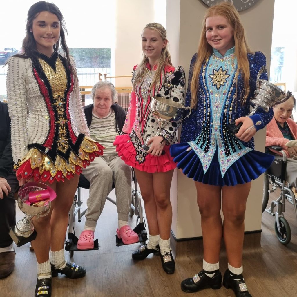 Award-winning Irish dancers visiting Springdene Care Homes for St Patrick's Day.