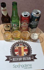 Beer tasting selection donated for Beer Day Britain at Springdene Care Homes