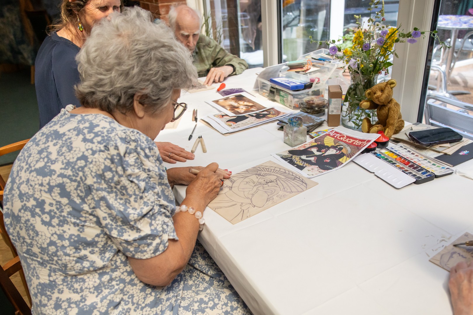 Springdene residents taking part in a creative art activity together