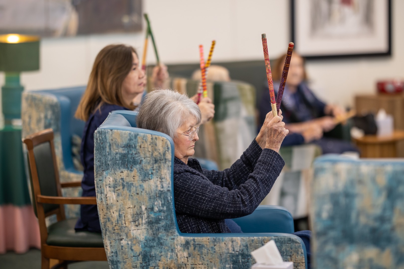 Springdene residents taking part in a group activity together