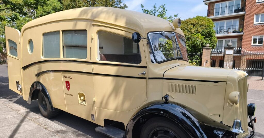 Vintage ambulance displayed at Springview Summer Festival in Enfield