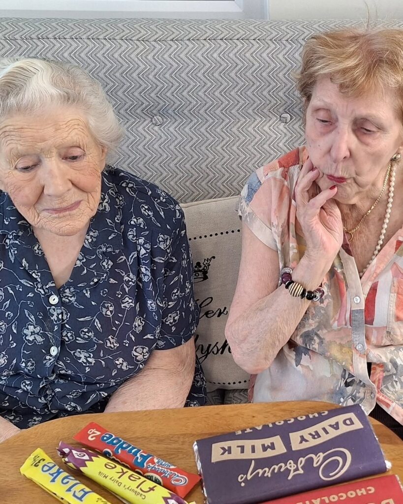 Residents at Springdene Care Home tasting chocolate